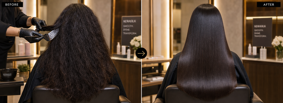 Frizzfreies, glattes Haar nach einer professionellen Behandlung