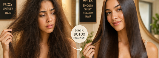 A close-up of smooth, shiny hair following a hair Btox treatment