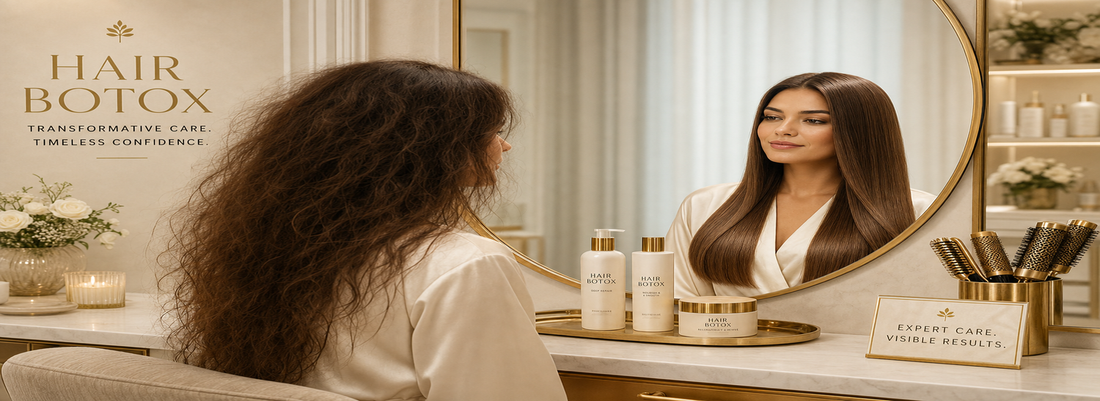 Woman with smooth and shiny hair after hair botox treatment