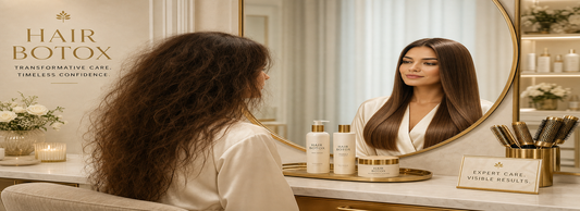 Woman with smooth and shiny hair after hair botox treatment
