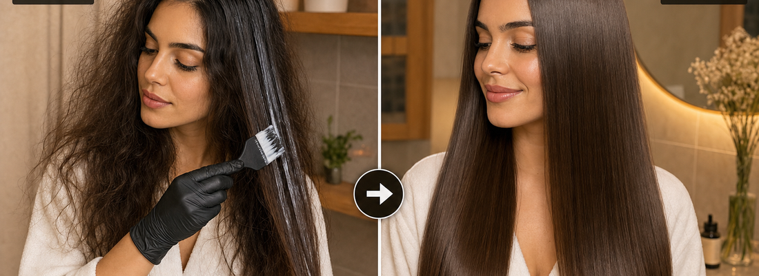 A luxurious hair botox treatment being applied to smooth and rejuvenate hair