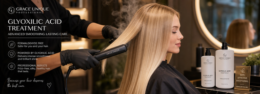 Glyoxylic acid used in a hair straightening treatment