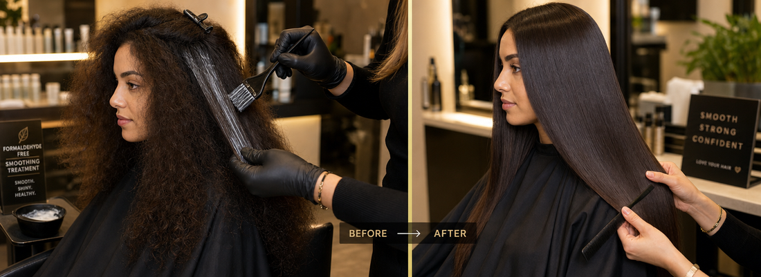 A variety of hair straightening products from Make Beauty International