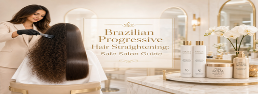 Smooth shiny hair after Brazilian progressive hair straightening treatment