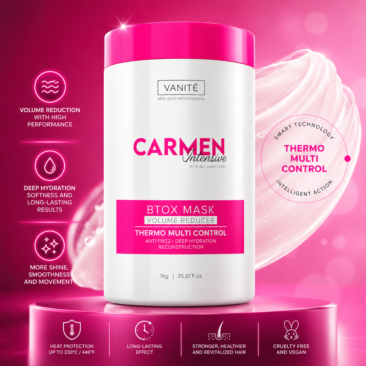 Btox Carmen Intensiv | Volumenreduktion und Hydratation | Für alle Haartypen | 1kg