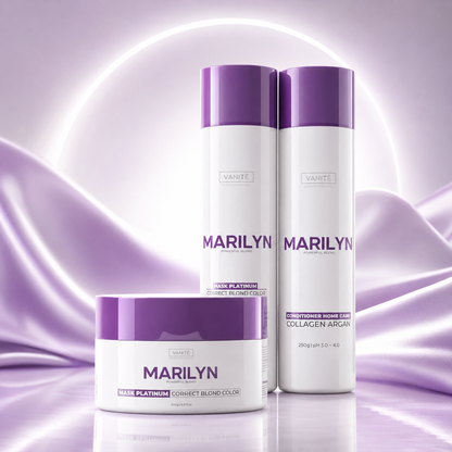 Kit Home Care Marilyn | 01 Shampoo 250ml + 01 Conditioner 250ml + 01 Mask 300g | Para sa Blondes at Grays