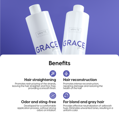 Grace Violet | Straightening Without Odor and Without Burning | For Blondes and Grays | 100ml