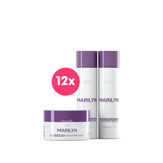 Kit - 12 units Home Care Marilyn | 12 Shampoos + 12 Conditioners + 12 Masks | For Blondes and Grays