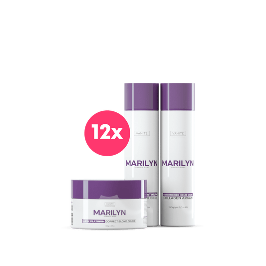 Kit - 12 units Home Care Marilyn | 12 Shampoos + 12 Conditioners + 12 Masks | For Blondes and Grays