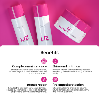 Kit Home Care Liz | 01 Shampoo 250ml+ 01 Conditioner 250ml + 01 Mask 300g | For All Hair Types