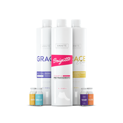 Kit Pro Beauté | 1 et Shampoing Brigitte 1000ml + 1 et Grace Violet 1000ml + 1 et Grace Unique 1000ml & 4 ampoules offertes