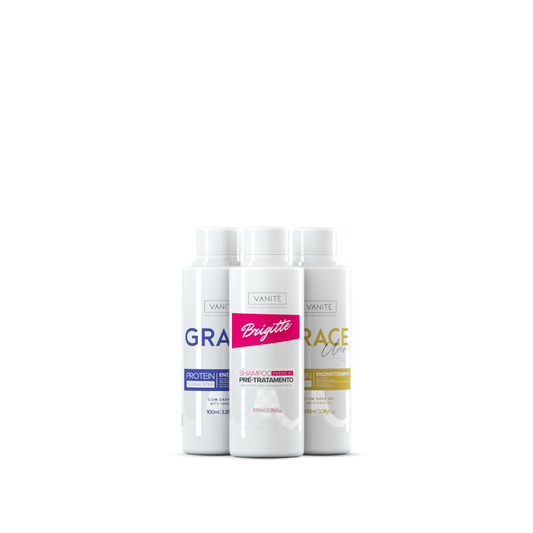 Kit - 1  unit Grace Enzimoteraphy Unique + 1  unit Grace Enzimoteraphy Violet + 1 unit Brigitte Pre-Treatment Shampoo | 100ml